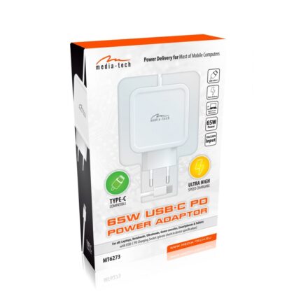 Automatyczny, uniwersalny zasilacz USB-C 65W dla mobilnych urządzeń – 65W USB-C PD POWER ADAPTOR MT6273