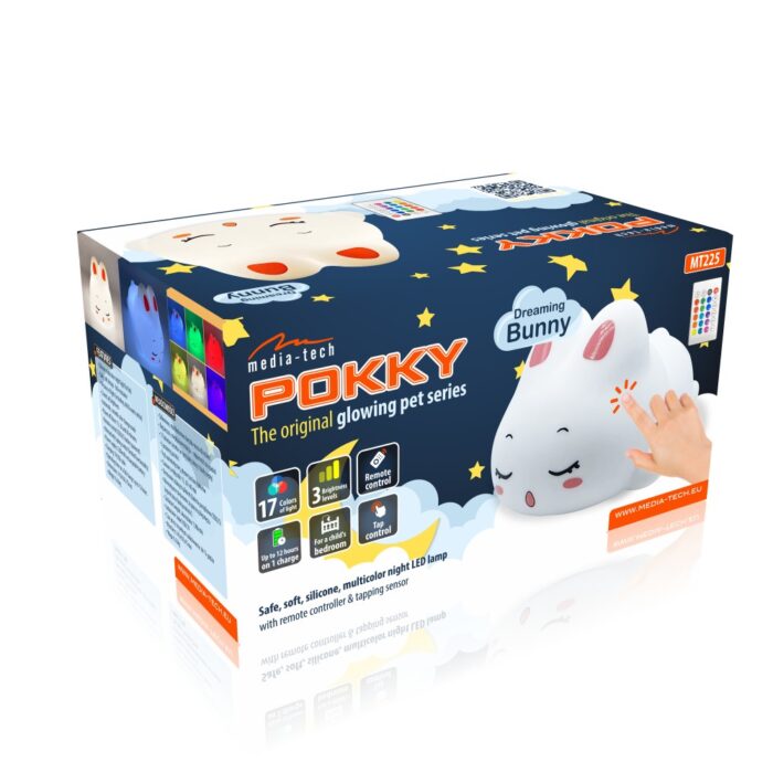 Silikonowa, multikolorowa lampka nocna dla dzieci POKKY (Dreaming Bunny) MT225